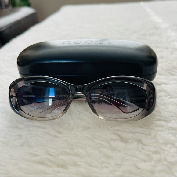 Gucci GG 2432/S T5V Gray/Black Clear Frame Gradient Lens Oval Sunglasses w/Case - Picture 9 of 16
